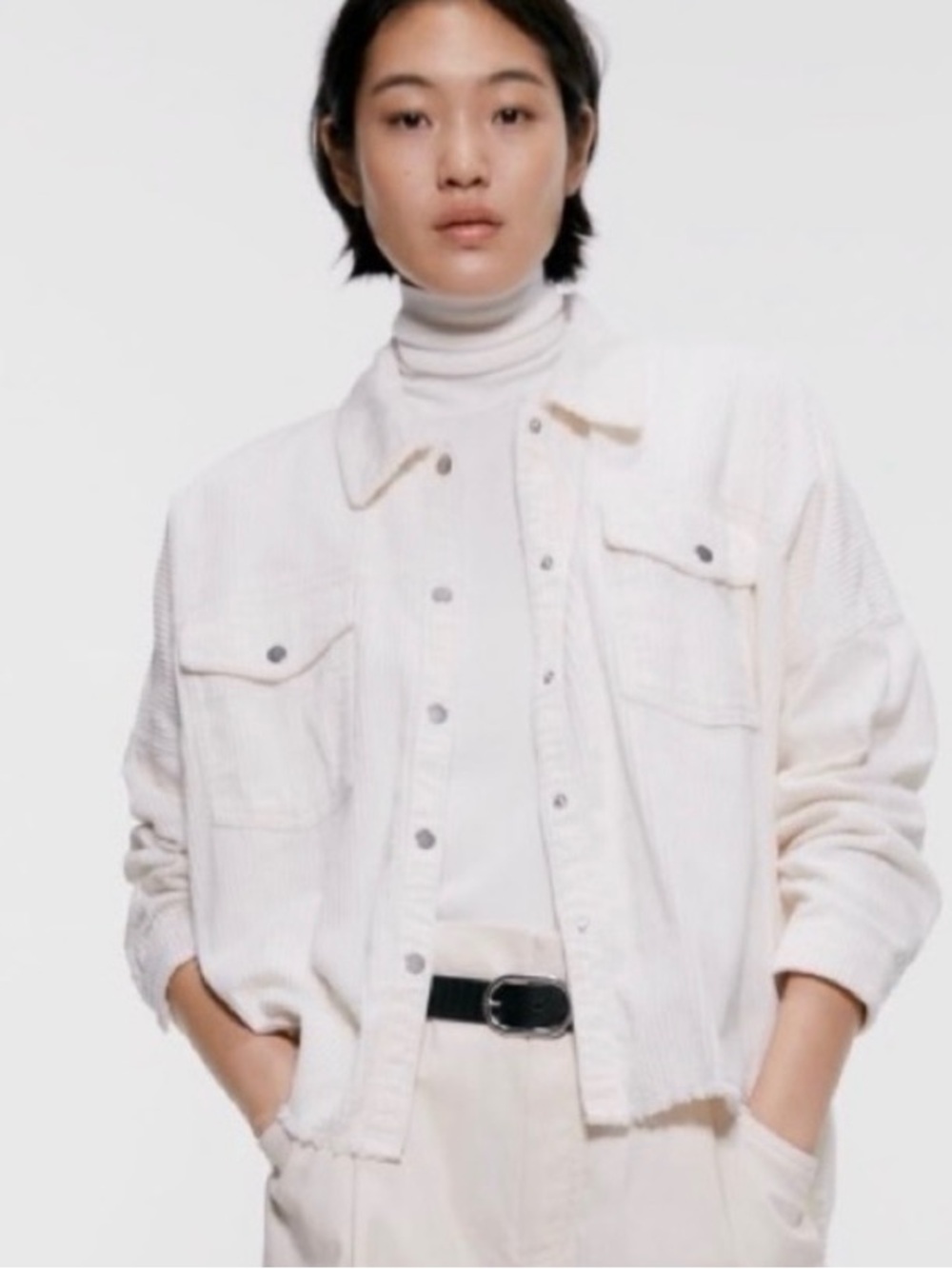 Zara Cream Corduroy Overshirt